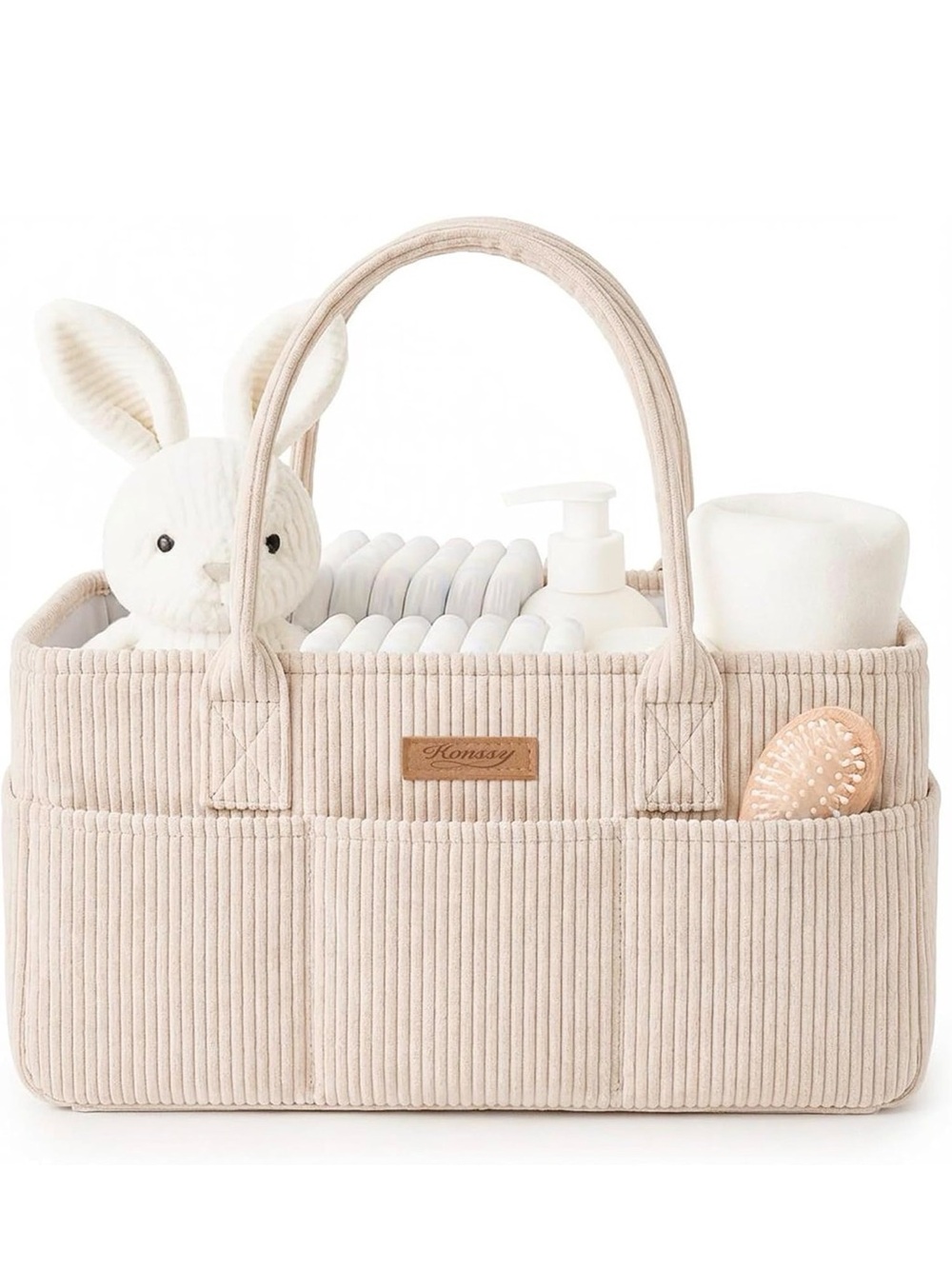 NWT Konssy Corduroy Baby Diaper Caddy Organizer Large Storage Basket